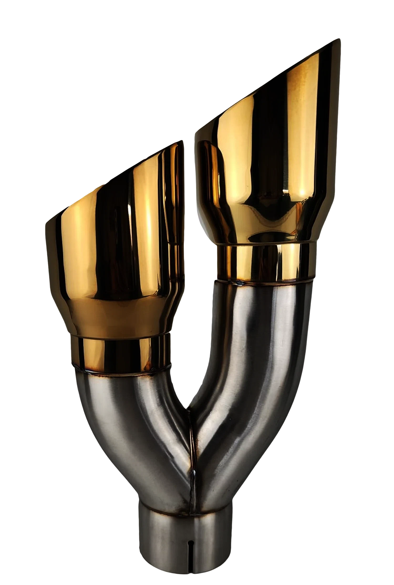 3_ IDX4_X16_ -Dual Double Wall Slant Cut S_S Gold Exhaust Tip Side Angle 1690GD